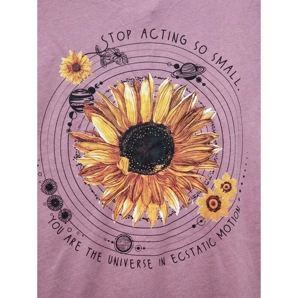 Sunflower Motivational T-Shirt NEW Size Large Boho Artsy Hippie - Picture 2 of 7